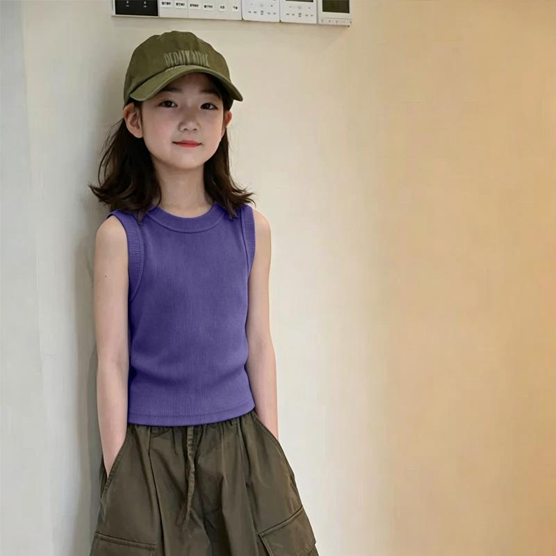 Trendy Girls' Sleeveless Summer Top, Slim Fit for Ages 6-15