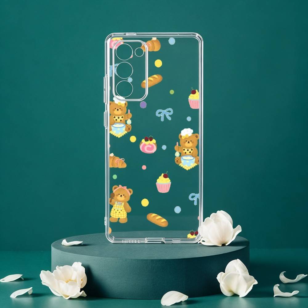 C-Cartoon C-Cake B-Bear Phone Case For Samsung Galaxy S24 S25 S23 S22 S21 Plus S24 S25 Transparent Cover Case Samsung S20plus5G