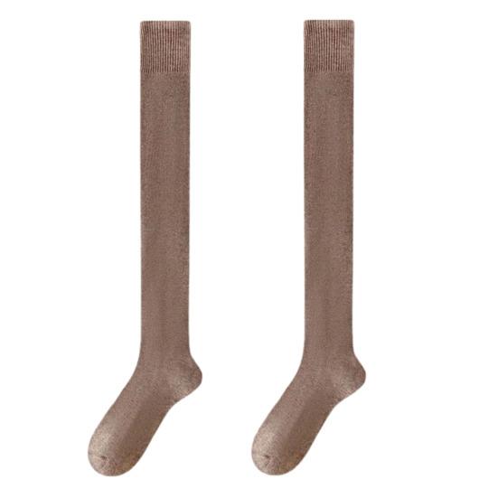 1 пара женских зимних носков Tihick Plush выше колена, противоскользящие, однотонные, теплые