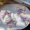 2PCS fabric girl bow handmade hair clip cute double ponytail children's pair clip edge clip dopamine headband