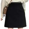 Women's Black Wool Blend High Waist A-line Short Skirt - Autumn/Winter 2026 Plus Size, Slimming, Petite-Friendly.