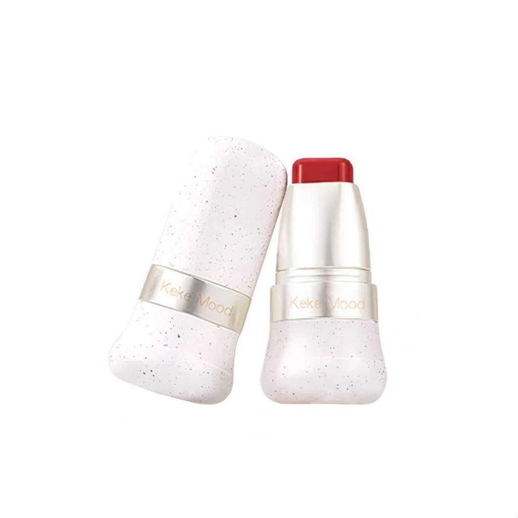 KEKEMOOD Doppelseitiger Multi-Use Stick: Lippenstift, Rouge, Lidschatten Schimmer, Natürlicher Look Nude Lippenbalsam mit integriertem Pinsel.