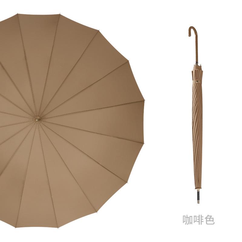 Long-handled anti-wind umbrella, large 16-bone literary woman, light and easy to carry, anti-wind umbrella characters