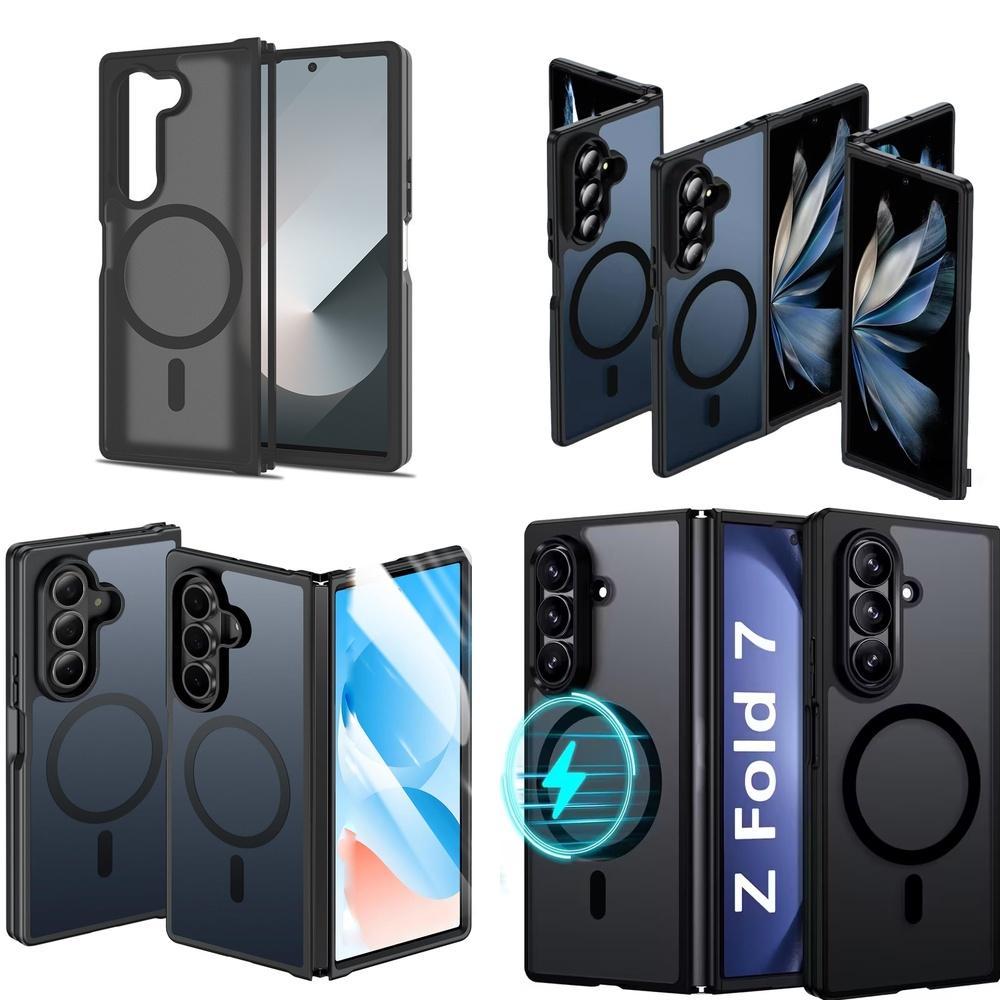 Luxury Matte Translucent Shockproof Magnetic Built-in Magnetic Hard Phone Case for Samsung Z Fold 7 6 8 Wide Lightweight Slim