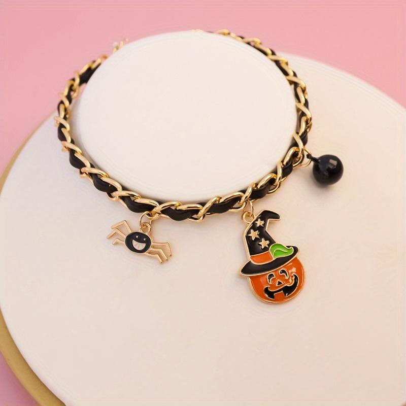 Pet Halloween Collar Velvet Metal Bell Pumpkin Bat Pendant Cat Dog Necklace Accessories
