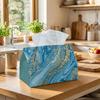 1pc Abstract Liquid Marble Tissue Box | Multi-functional Napkin Dispenser, Two Sizes Available Suitable for Home, Parties, Car Decoration Blue Golden