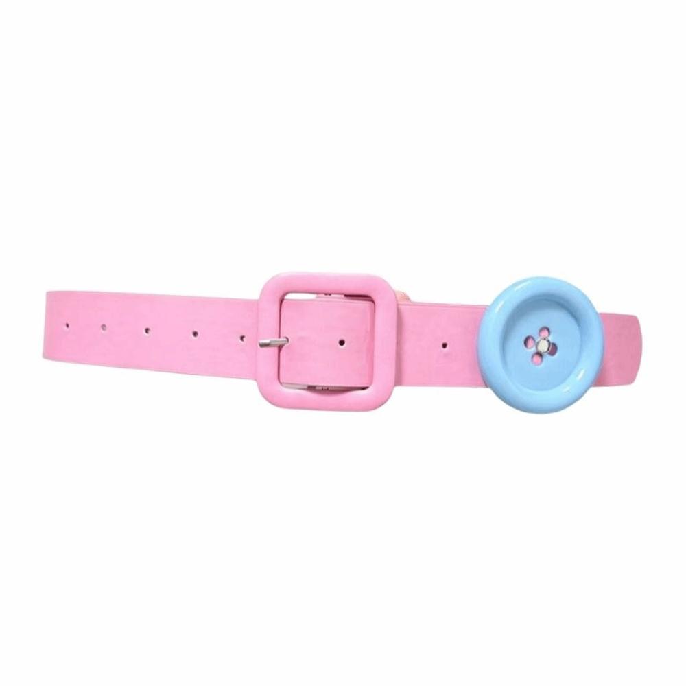 Adjustable Button Decor Belt PU Fashion Belt New Y2K Waist Belt  Jeans розовый