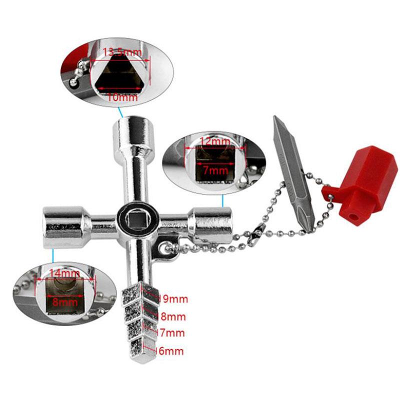 Multifunktioneller Wasserversorgungs-Dreikantschlüssel Schraubenschlüssel Sanitärschlüssel Vierkant Dreieck Zug Elektro Schrank Aufzugsschrank