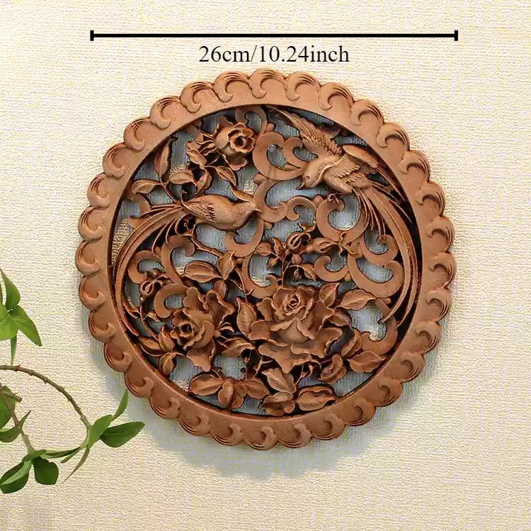 1pc Chinese Woodcarving Ornaments Solid Wood Carving Crafts Living Room Wall Decoration Home Accessories Wall Decorations