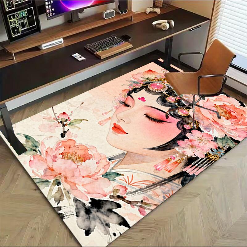 beijing opera beauty Pattern Area Rug, Office Carpet Indoor Outdoor Entrance Doormat, Non-Slip Soft And Comfortable, Living Room, c122060