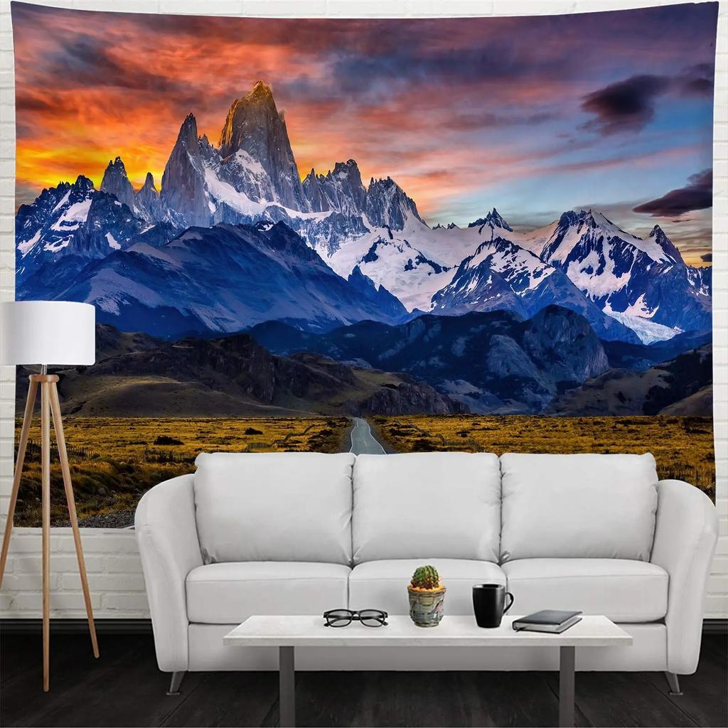 Natural Scenery Mountain Top Sunrise Pattern Tapestry Home Wall Decoration Tapestry Bedroom Living Room Tapestry