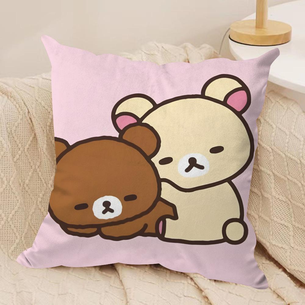 Cute RRilakkumaS Cushion Cover Soft Plush Fabric DoubleSided Printed Cushion Covers for All Seasons Home Decor