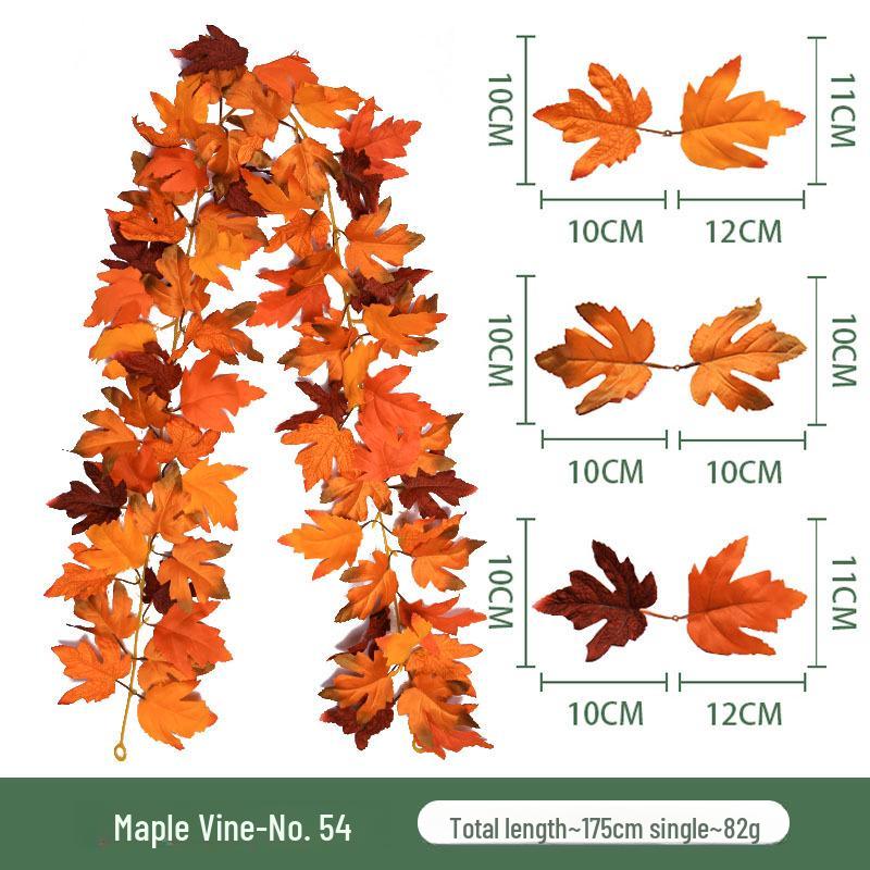 Autumn Decorative Artificial Green Maple Leaf Wall Hanging for Halloween and Christmas