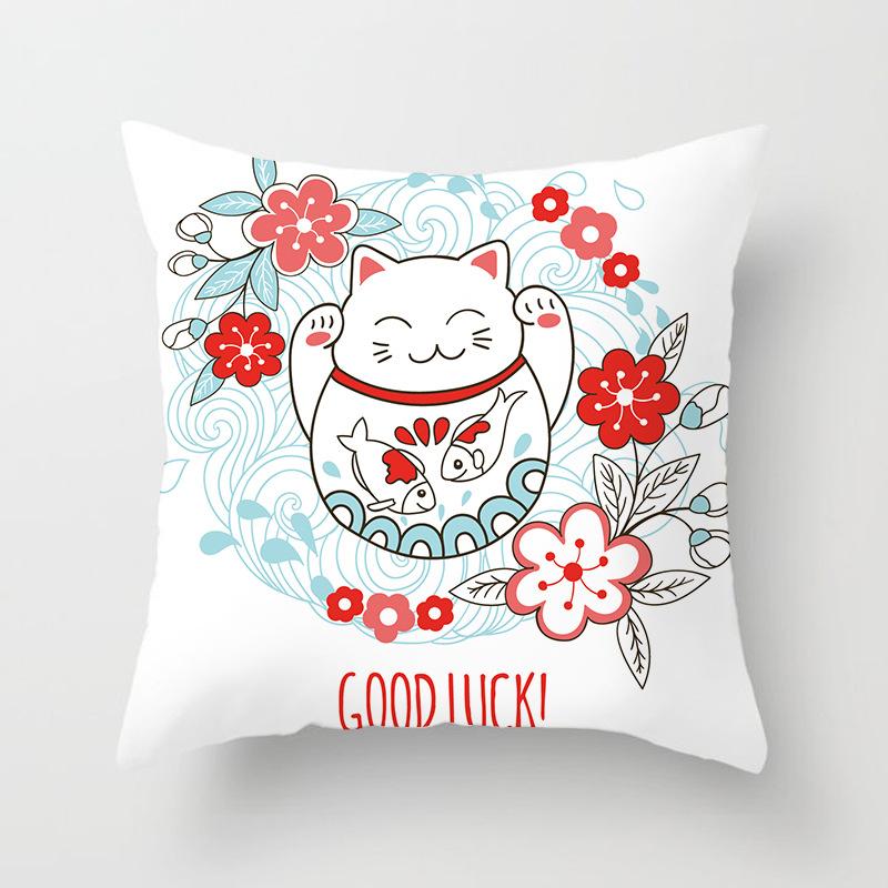 New Style of Lucky Cat Series Pillowcases, Home Office Sofa Pillow Cushion Covers, Seats