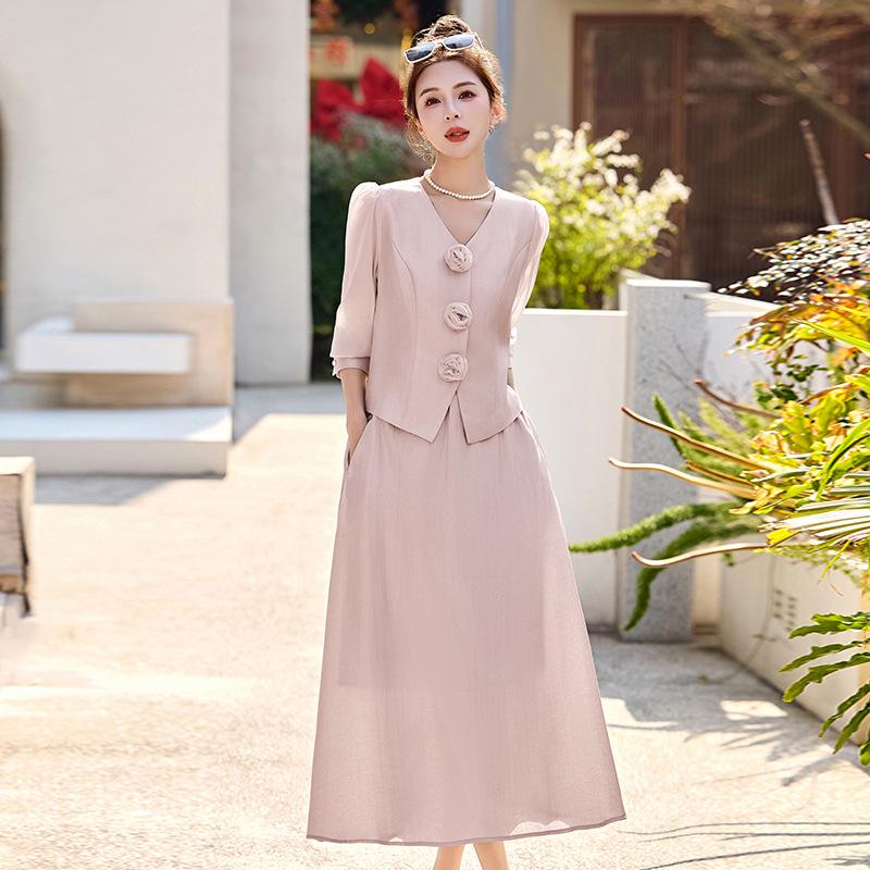 

Stylish Spring/Summer 2025 Suit: Trendy Coat & Midi Skirt Set YB8865 M90-108 lbs