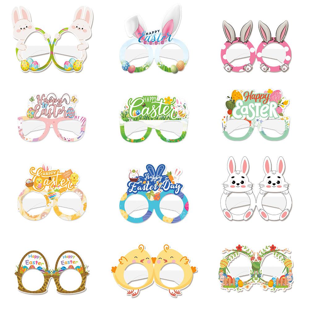 

Пасха, Новый стиль, Милый мультяшный кролик, Бумажные очки, Вечеринка, Реквизит для фотосъемки для детей и взрослых, Декоративные принадлежности 12pcs разноцветный