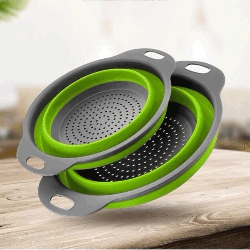 Collapsible Colander Strainer Basket Foldable Fruit Washing Basin Kitchen