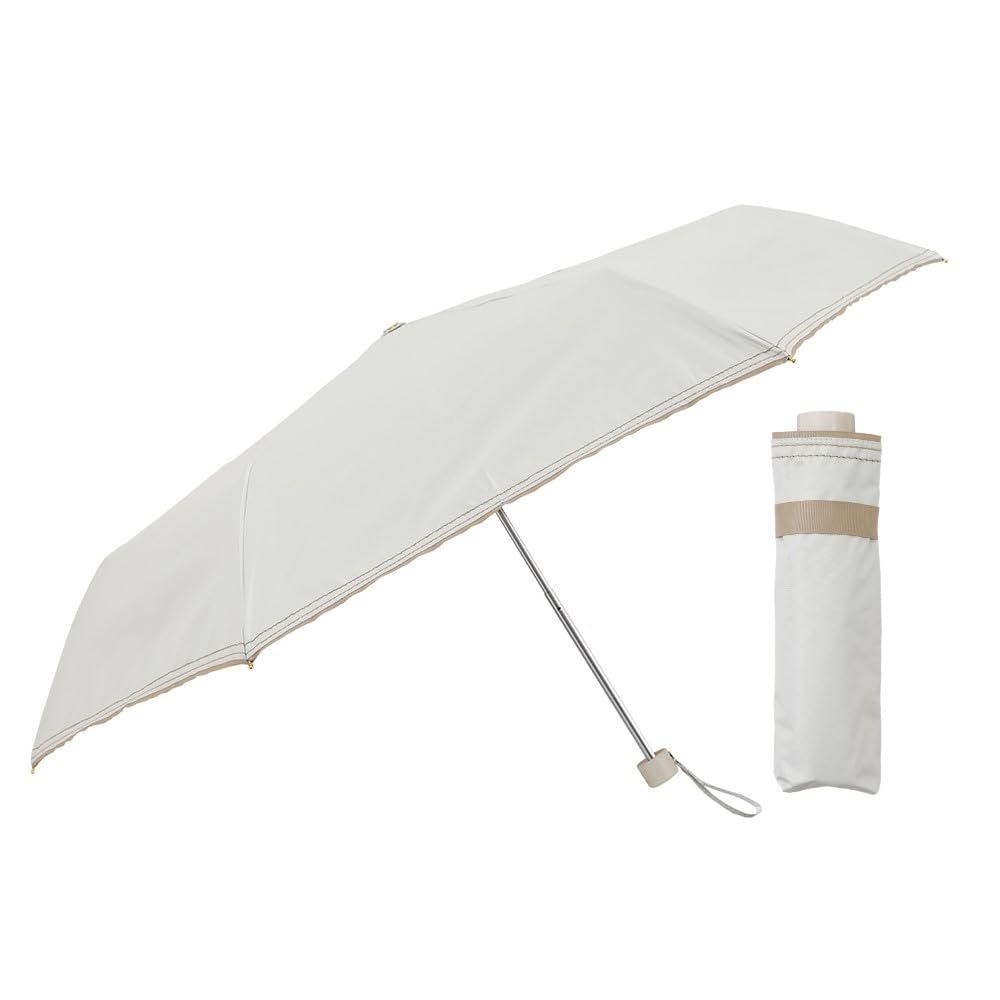 

Ogawa Складной УФ Подходящий для Солнца и Простой Подол Идеальный Подарок для или любого другого особенного LINEDROPS 57426 Женский Зонт, 99,9% Защита, Белый, Дождь, белый