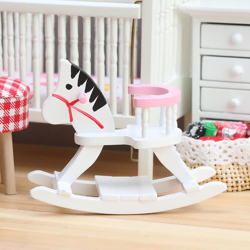 1:12 Dollhouse Miniature Wooden Horse Chair - Child Room Decor & Photo Prop