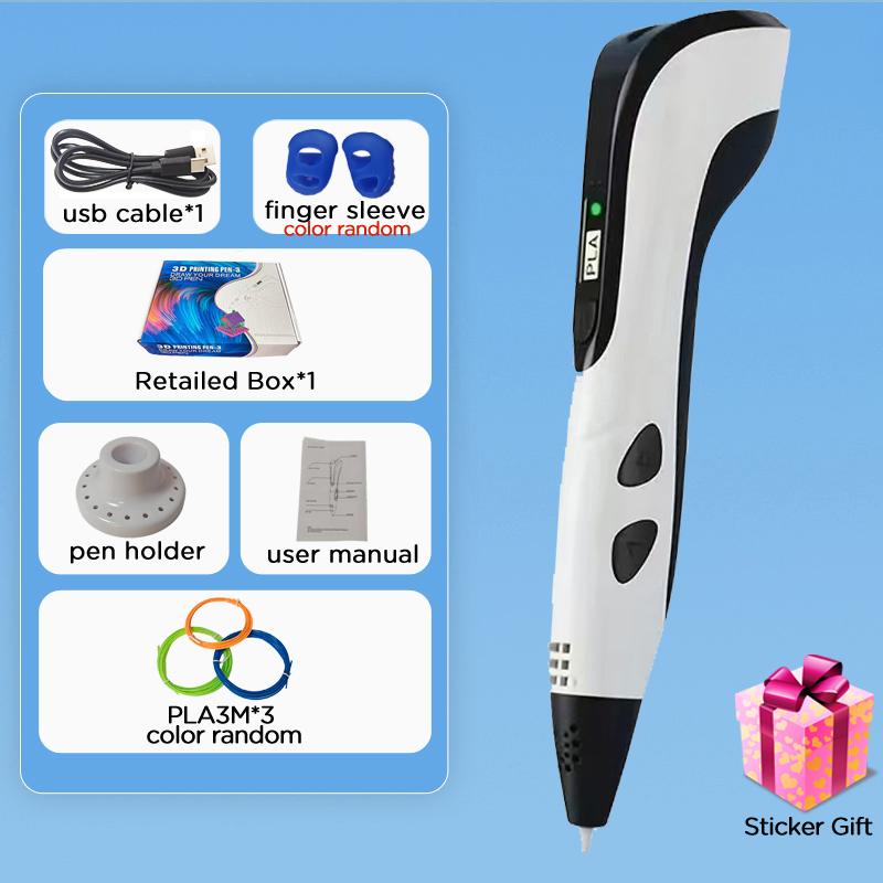 3D Kalem Çocuklar için PLA Filamentler 3D Baskı Kalemi Çocuklar DIY Çizim Kalemleri Type C Portlu Erkek Kız Noel Doğum Günü Hediyeleri