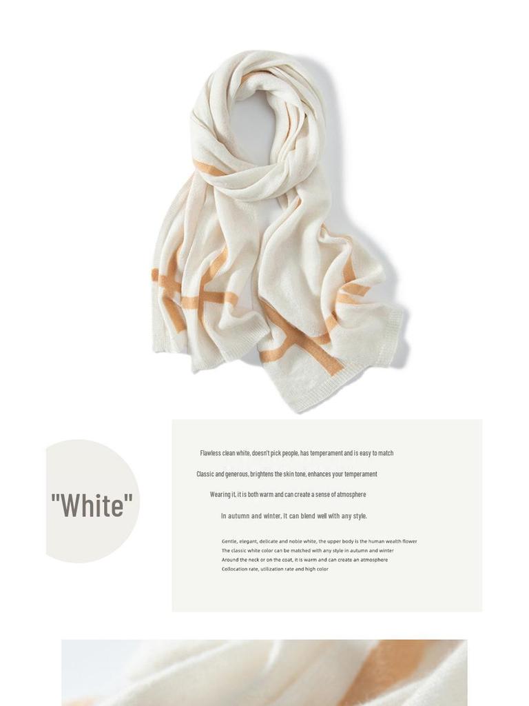 Color Block Cashmere Knit Scarf & Shawl: Warm, Versatile Neck Protection for Men & Women