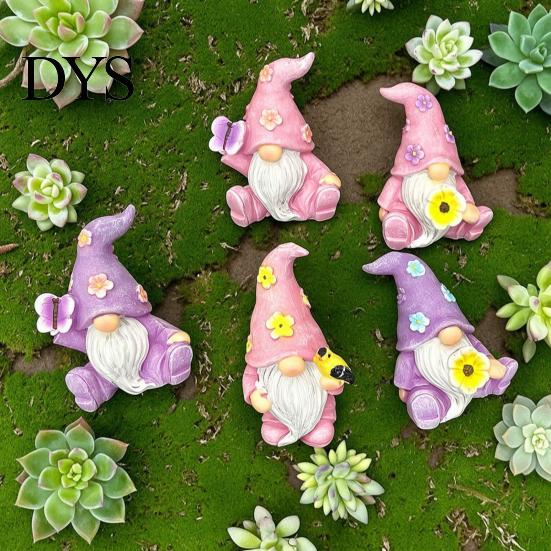 Garden Gnome Statues for Outdoor Decor Halloween Resin Statue, Spring Butterfly Bird Flower Macaron Color Gifts Figurine Patio, Hand Painted