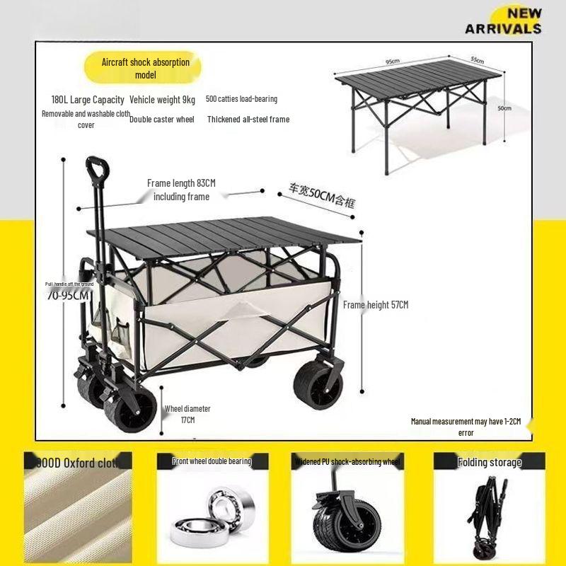 Extra Large Folding Outdoor Camping Handcart with Drawbar