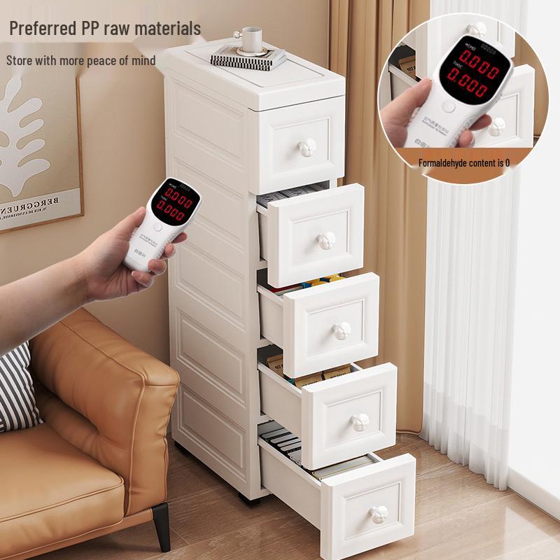 15/18/25cm Narrow Bathroom Crevice Storage Cabinet with Drawers, Multi-layer Plastic Design