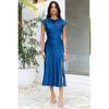 Elegant Satin Solid Color Off-Shoulder Midi Dress With Back Twist Knot Detail