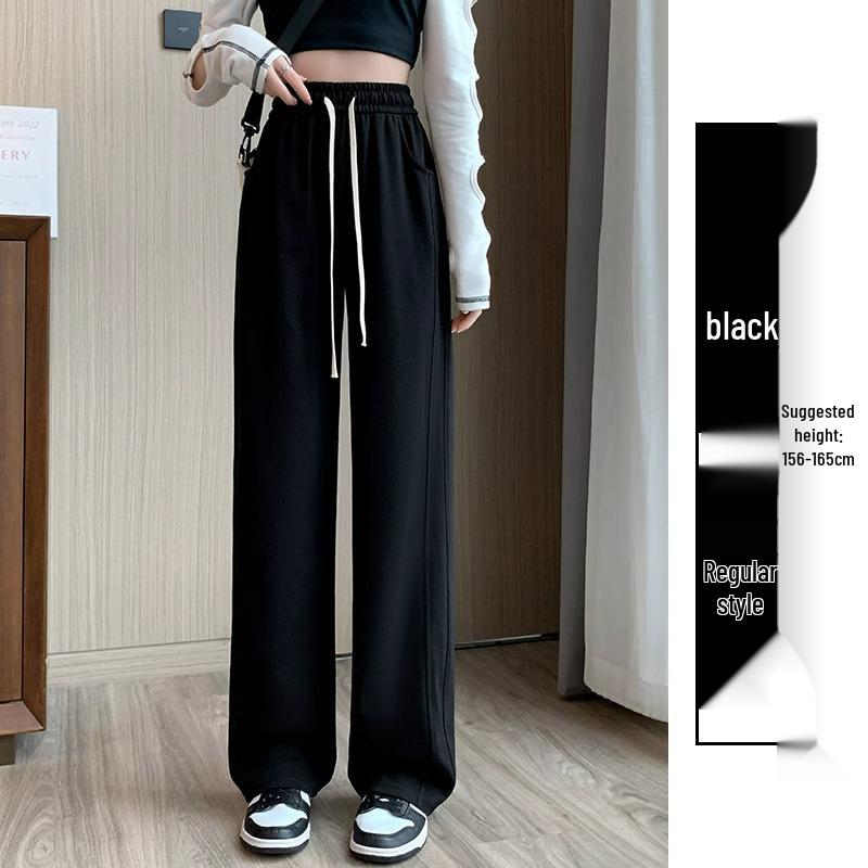 Women's High Waist Wide Leg Gray Sweatpants - Spring/Autumn