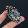 Tibetan Turquoise Pendant, 999 Copper Wire Wrapped Gemstone Jewelry, Handmade Pendant, For Thanksgiving