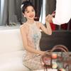 Light Luxury Niche Style Engagement Evening Dress Female Fish Tail Toast Dress Bride Dress Sequins French Summer