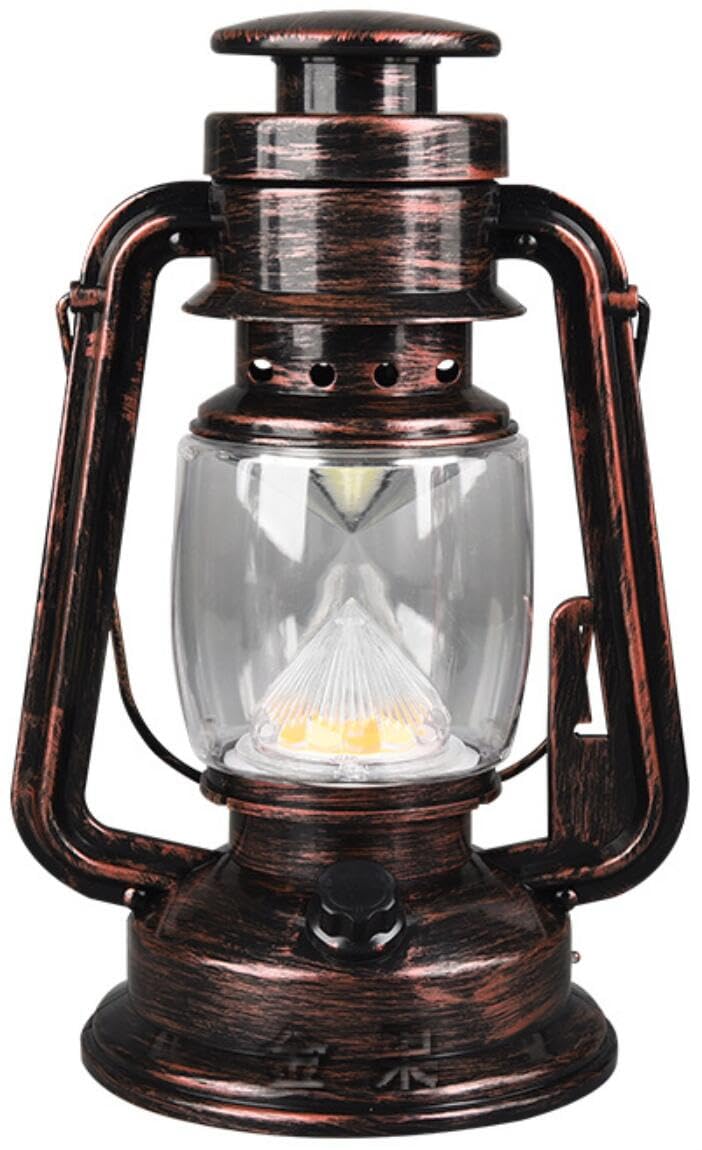 

Sutekus Camping LED Lantern, Retro Bronze Antique Style, Rechargeable Lamp, 23.5cm Tall (White)