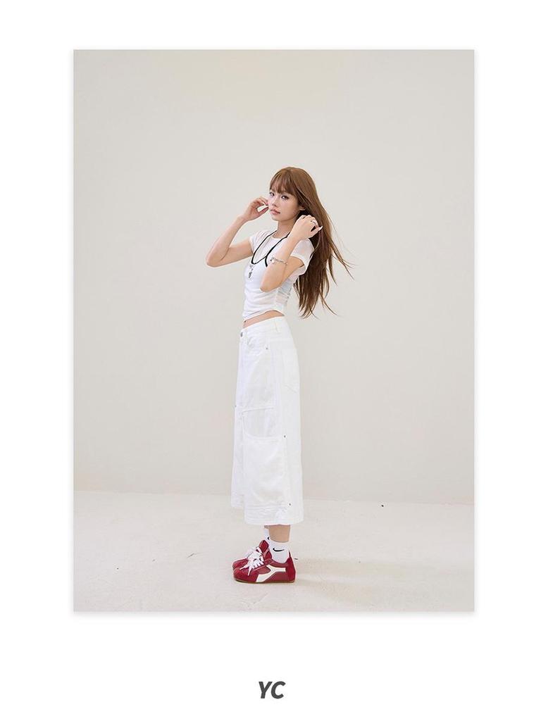 American Retro Wide-Leg Cropped Jeans 2026 - Versatile Multi-Pocket Spring/Summer Jeans
