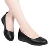 Work Shoes Women's Black Flat-soled Soft-soled Thick-heeled Leather Shoes Professional Work Interview Hotel Non-slip Flight Attendant Comfortable