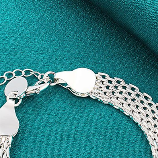 Women Bracelet Adjustable Braided Hollow Out Silver Color Polished Wide Couple Bangle Daily