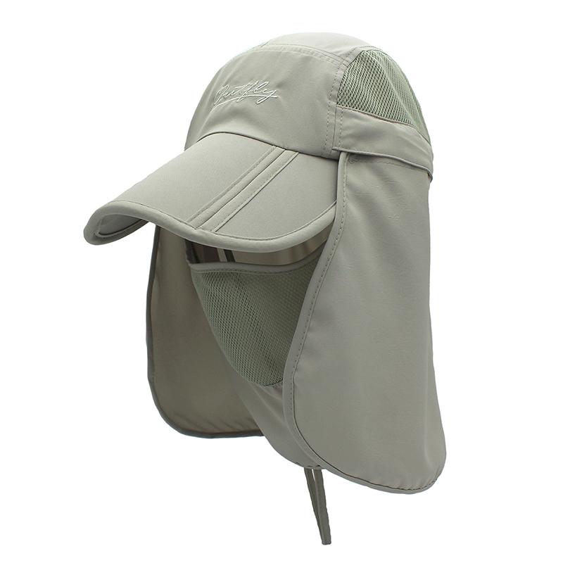 

Connectyle Boys Girls Kids Sun Protection Hat Lightweight Breathable Adjustable Mesh Flap Cap Quick Dry Detachable Mask Caps 3-7T світло-сірого кольору