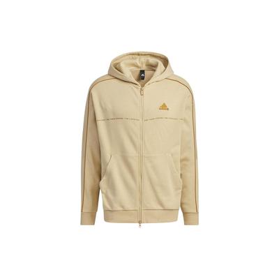 adidas Letter Print Loose Zipper Hoodie Long Sleeve Sweatshirt Unisex Hoodies Khaki IA9438