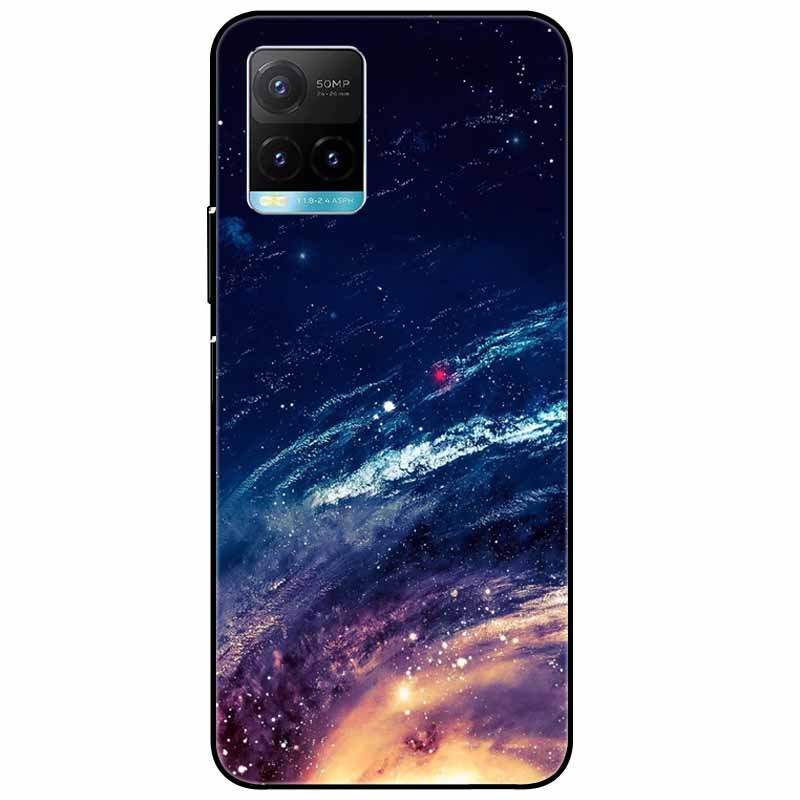 Für vivo Y33s Hülle Y 33s Silikon Weich Bemalt Katze Schwarze Hüllen für Vivo V2109 Y33S Rückseite TPU Hülle für VIVOY33s Cartoon