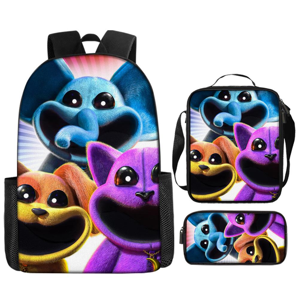 Poppyplaytime Mochila Escolar para Estudante Conjunto de Três Peças Mochila Bolsa Estojo