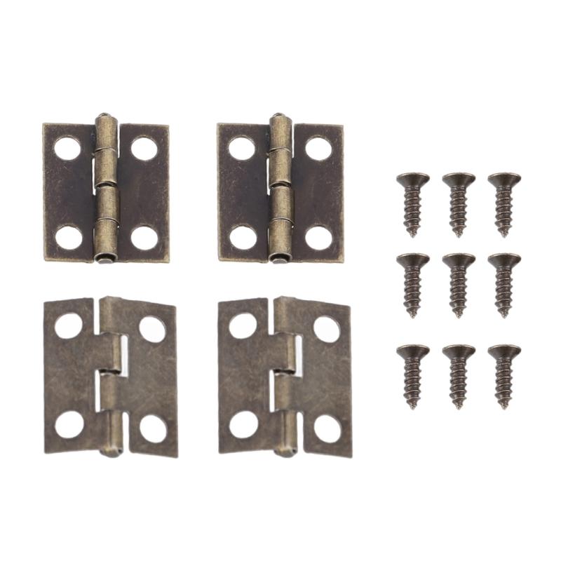 Small Hinges in Elegant Gold Completes with Screws Gold Miniature Hinges Suitable for Jewelry Boxes & Miniature Furniture