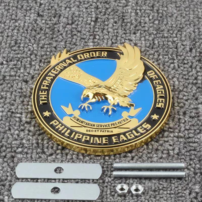 Car 3D Metal Fraternal Order of Philippine Eagles Logo Styling Decals Sticker Emblem Badge Animal Hawk Decoration Body Stickers