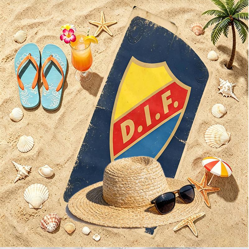 Djurgardens IF Print Beach Towel, Versatile Lightweight Absorbent Beach Towel for Pool Surf Yoga Bathroom, Perfect Birthday Holiday Gift