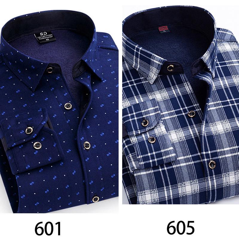 2024 Herren Kariertes Langarm Dickes Warmes Hemd für Herbst und Winter