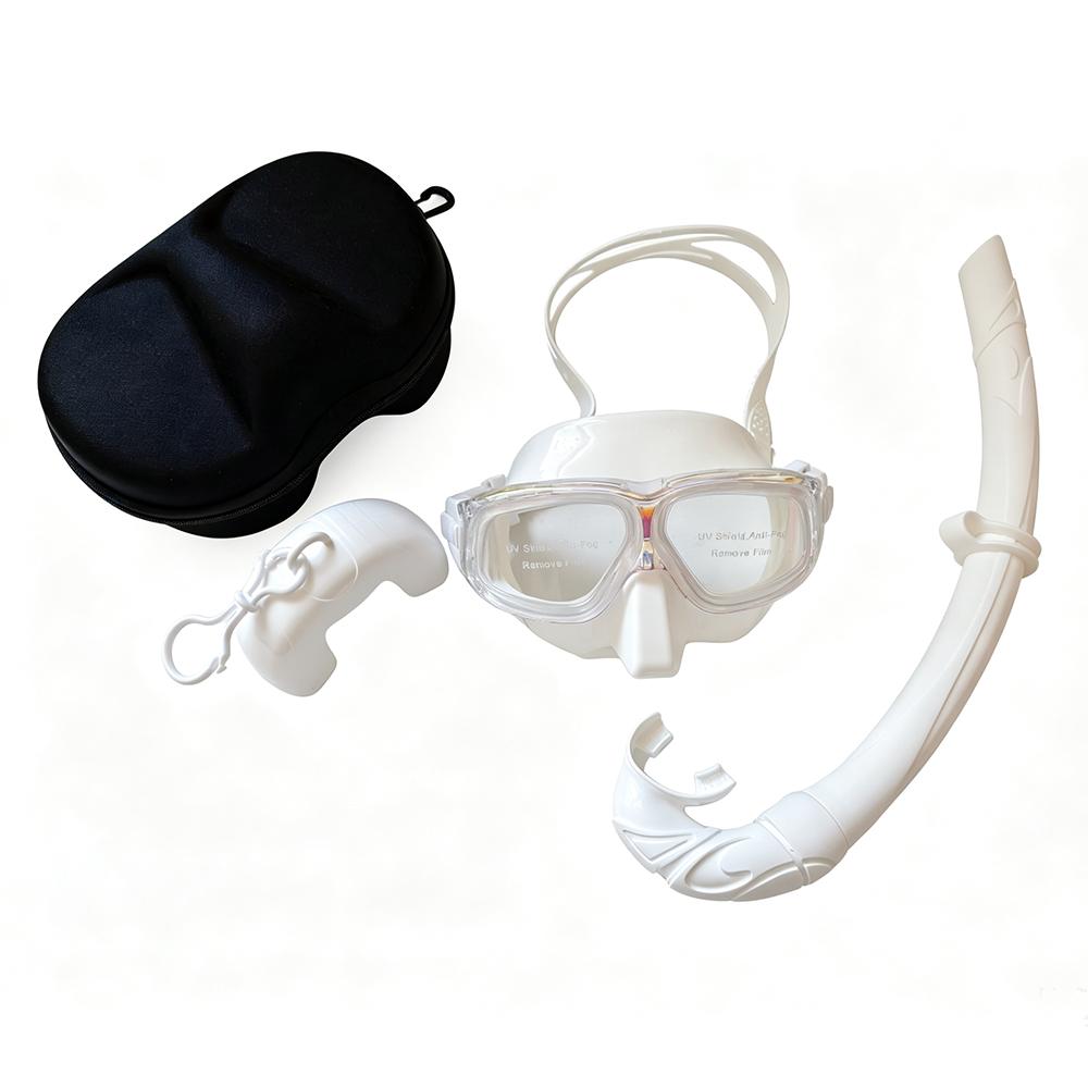 Set Maschera Subacquea e Boccaglio in Silicone, Maschera Snorkeling a Basso Volume Anti-Perdita con Boccaglio con Valvola Dry Top, Accessori Subacquei