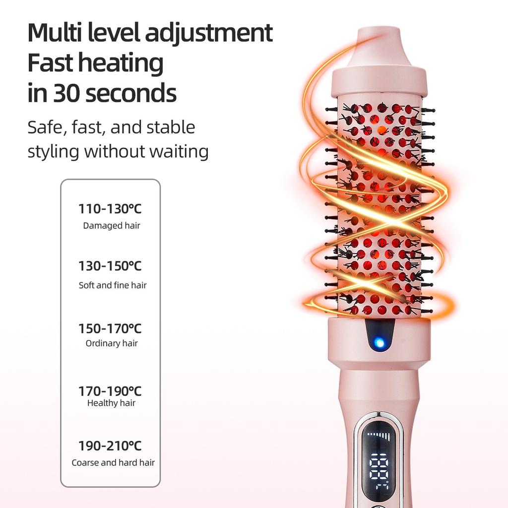 Heating Curling Comb with Infrared Care PTC Thermal Round Brush Styling Iron for Volumizing Anti-Scald Professional Hot Brush