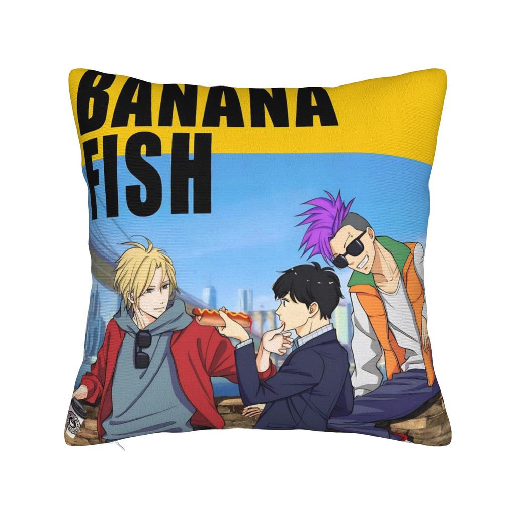 Dekoracyjne Poszewki na Poduszki Banana Fish Akcesoria Anime Poszewka na Poduszkę do Łóżka Pokrowiec na Poduszkę z Zamkiem Błyskawicznym Wielorazowego Użytku