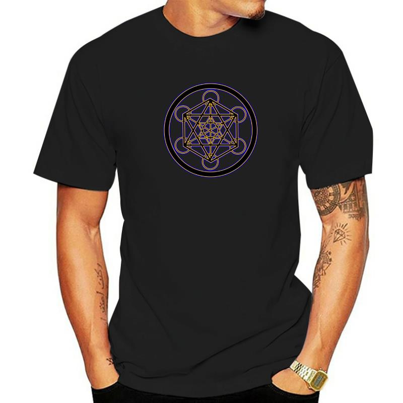 Metatron Blue Unisex Black TShirt Mystery Geometric Graphic T Shirts Cotton Clothing Custom Store Hip Hop Streetwear
