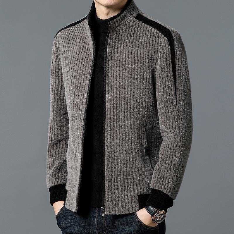 2025 Men's Stand Collar Thickened Velvet Jacket, Winter Woolen Coat