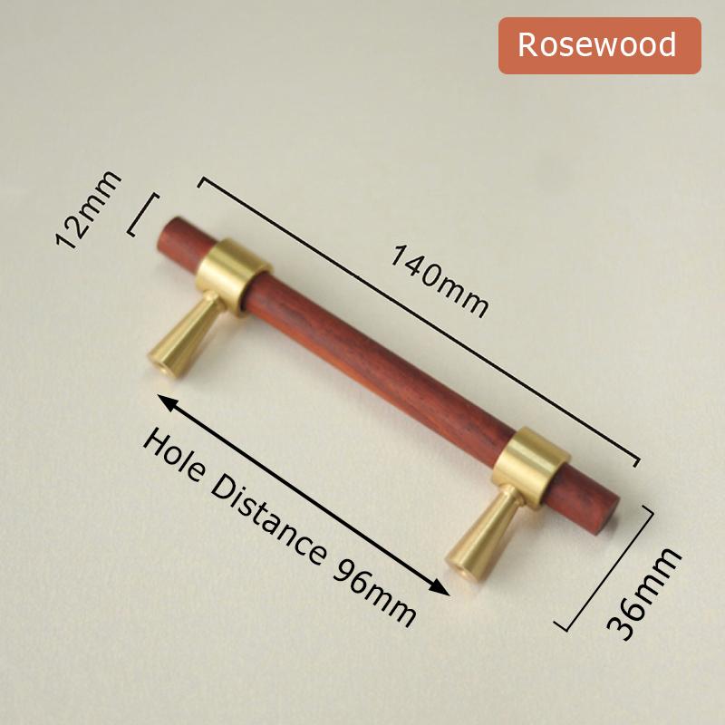 KAK Walnut Wooden Furniture Handle Brass Copper Drawer Knobs Kitchen Cabinets Pulls Dresser Knobs Wardrobe Pull Door Hardware